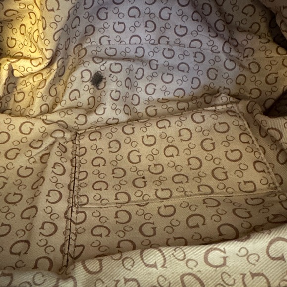 Original Guess Handbag Vintage Logo Satchel Patent Textured Leather Black - Picture 2 of 7